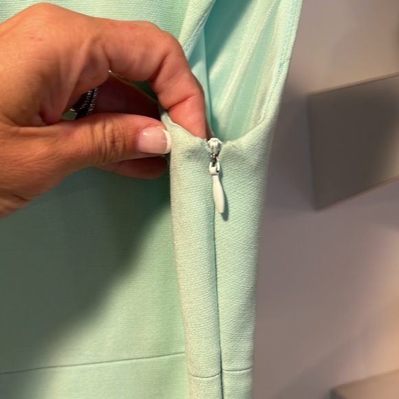 Zara Small Fitted One Shoulder Sea Foam Bodycon Mini Dress - Picture 5 of 12